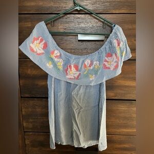 Lily White Off The Shoulder Striped Top